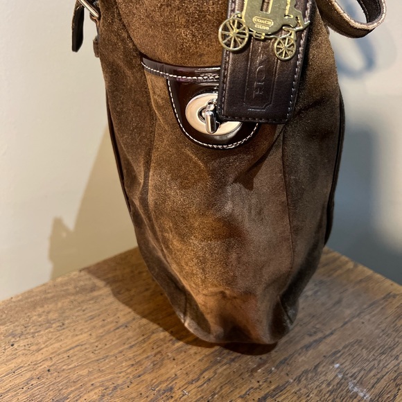 COACH Brown Leather Suede Hampton Tote Bag - Picture 5 of 12